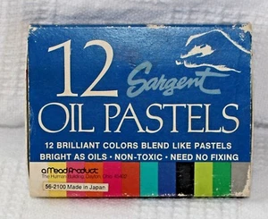 Sargent Oil Pastels No. 56-2100 12 Count Assorted Colors Non-Toxic Made in Japan - Picture 1 of 3