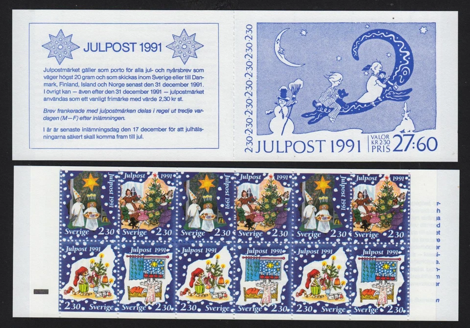 1991 SWEDEN Christmas booklet of 12 Sc 1913b MNH - Image 1 of 1