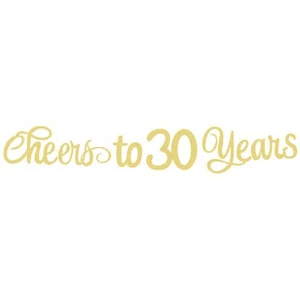 Pre-Strung Cheers to 30 Years Banner - Gold Glitter 30th Birthday Party Decor... - Picture 1 of 6