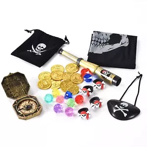 Kid Pirate Pretend Toys Set,Pirate Treasure Party Favors Set Pirate Skull Rin... - Picture 1 of 7