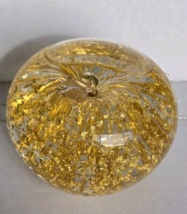 Goldenflow Studios 23K Gold Flake Apple Briefbeschwerer mundgeblasen Glas Glaskugel - Bild 1 von 3