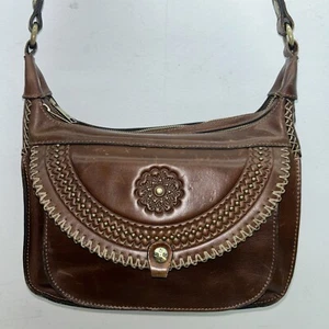 Patricia Nash Camila Hobo Bag Vintage Distressed Leather Brown Purse - Picture 1 of 15