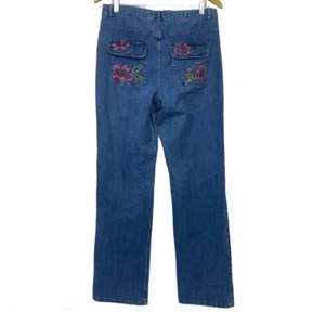 Christopher & Banks Embroidered Cross Stitch Jeans 6 Womens 32x31 Vtg Straight - Picture 1 of 12