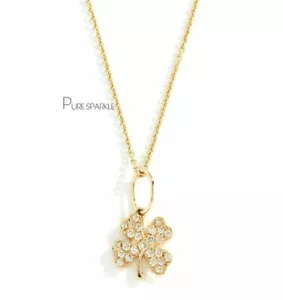 Collar colgante floral de diamantes creado en laboratorio de oro 14 K 0,40 quilates joyería fina - Imagen 1 de 1