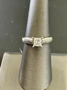 14k White Gold 3/4CT Princess Cut Solitaire Diamond Ring (L21) - Picture 1 of 8
