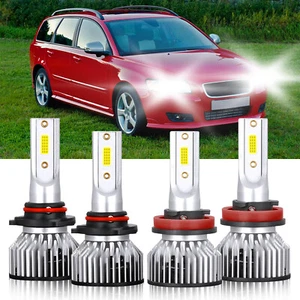 For Volvo V50 2005-2011 4X 9005 H11 LED Headlight Bulb Combo High Low Beam 6000K - Bild 1 von 12