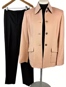 Tahari Women's 8 Pant Suit 3 Piece Wool Jacket And Pants Silk Blend Mock T Neck - Picture 1 of 19