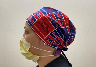 University Mississippi Surgical Scrub Cap,Ole Miss Scrub, Tie in back Adjustable - Image 1 of 3
