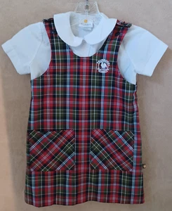 Primrose Schools G4 Plaid Jumper/Blouse set SS Peter Pan Collar - Picture 1 of 6