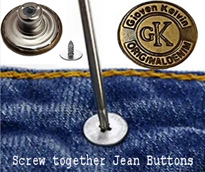 17mm Jean repair Buttons, Screw together, NO-SEW removeable jeans 2Pcs UK Seller - Picture 1 of 3