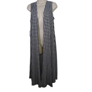LuLaRoe Joy Houndstooth Knit Duster Vest Women Size XS Black White Sleeveless - Picture 1 of 9