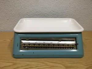 50er DEP Bilancia 10 Kg. Blu Metallo Guscio IN Plastica 50s Vintage - Foto 1 di 8