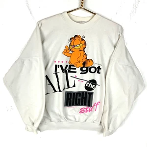 Sudadera De Colección Garfield Cuello Redondo Grande 1978 Dibujos Animados Got The Right Stuff Años 70 - Imagen 1 de 5