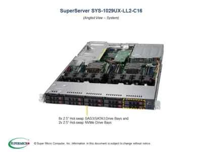 Supermicro SYS-1029UX-LL2-C16 Server 2 x Intel Xeon Gold 6246 192GB NEW IN STOCK - Image 1 of 4