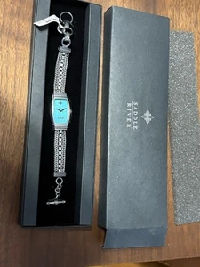 New Saddle River Quartz Watch Women Silver Barrel Turquoise Dial Japan Movt - Picture 1 of 5