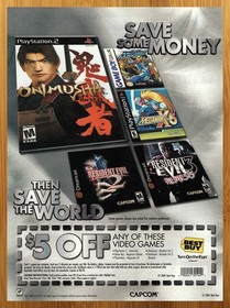 2001 Best Buy Print Ad/Poster Onimusha Resident Evil 2 3 Dreamcast PS2 Game Art