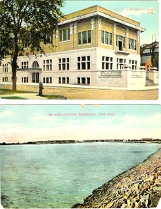 Lima OH The Elks' Home & 105-acre Storage Reservoir 2 Stück Sammler Set - Bild 1 von 1