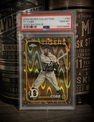 Ty Cobb PSA 10 GEM MINT Perfect 2024 Topps Gold Raywave Gilded Coll /25 - Image 1 of 3