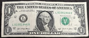 2021 San Francisco $1 Bill January 1946 Memorial Note Low Sum Lucky 21 Repeat 01 - Picture 1 of 2