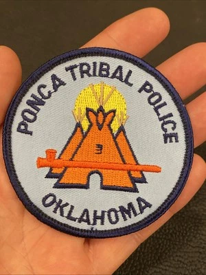 Vintage PONCA Tribal Police Department Oklahoma Patch Native American Tee Pees - Image 1 of 4