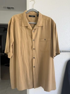 Axis La Men's Short Sleeve Shirt Button Down, 100% Silk, Size XL - Picture 1 of 8
