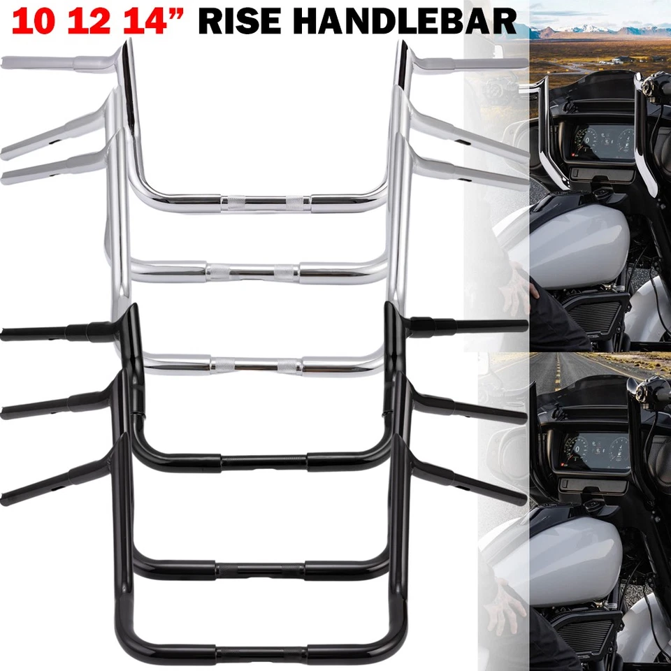 10" 12" 14" Meathook Bar Handlebar For Harley Touring Street Glide Electra Glide Foto 1 de 4