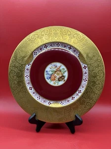 RARE Heinrich H&C 11” Dinner Plates Gold Encrusted Selb Bavaria Set of 12 - Picture 1 of 13