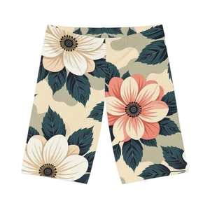 Floral Camo Damen Shorts, Botanische Fahrradausrüstung, Natur Print Fahrradbekleidung, - Bild 1 von 5