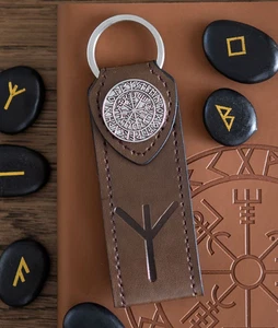 Protección Runa Vikinga - Llavero Cuero Sintético - Totalmente Nuevo - Imagen 1 de 3