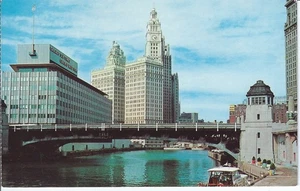 Vecchia cartolina d'epoca The Chicago River, Chicago, Illinois - Foto 1 di 2