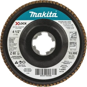 Makita X-LOCK 4-1/2 pulgadas x 7/8 pulgadas Solapa amoladora angular de circonio tipo 27 grano 60 - Imagen 1 de 4