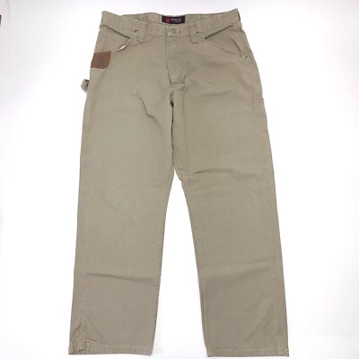 Calça de trabalho Wrangler Riggs Ripstop masculina 38x32 cáqui marrom bronzeado LEIA - Imagem 1 de 4