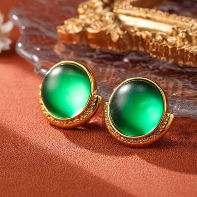 Pendientes de plata 925 poste de latón con cristal verde tachuelas joyería regalo al por mayor Foto 1 de 4