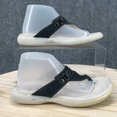 Sandalias Talbots para mujer 5 M Chanclas Tanga Cuero Negro Puntera Sin cordones Informales Foto 1 de 4