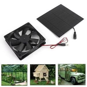 Solar Panel Powered Fan Mini Ventilator For Greenhouse Pet/Dog Chicken House - Picture 1 of 13