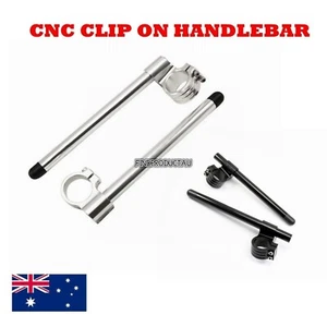 2x negro cromo 48 mm cnc clip alto en manillar Honda CBR600RR F5 2005-2010 - Imagen 1 de 5