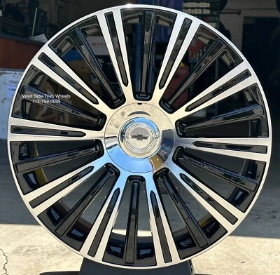 24" New 2023 ESCALADE BLACK MACHINE WHEELS TIRES Silverado Tahoe Yukon Sierra - Image 1 of 3