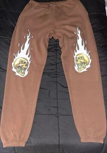 Marcos Alvarado MBM braun 420 flammender Schädel Jogger Jogginghose Herren Größe XL - Bild 1 von 3