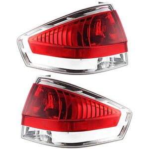 Halogen Tail Light Set For 2008 Ford Focus Clear & Red Lens w/ Bulbs 2Pcs