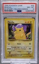 1999 Pokemon Game PIKACHU E3 Stamp Yellow Cheeks 58/102 PSA 8