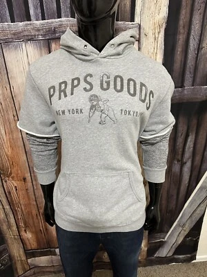 Sudadera PRPS Goods Japonesa Denim Gris Con Capucha Mezcla Algodón Talla Grande Foto 1 de 4