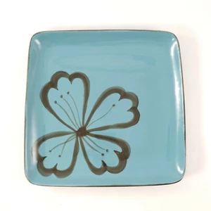 Pier 1 Imports Hibiscus Square Blue/Teal Brown Replacement Dinner Plate  10 1/2" - Picture 1 of 9
