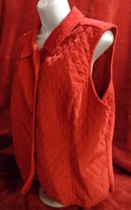 WOMENS BASIC EDITIONS XL COTTON CORDUROY SLEEVELESS RED VEST WITH QUILTED LINING - Picture 1 of 8