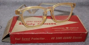 VINTAGE AMERICAN OPTICAL AO CLEAR FRAME SAFETY GLASSES W/ORIGINAL BOX - Picture 1 of 16