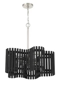 Craftmade Freeform 5-Light Chandelier 24" Polished Nickel Black Walnut Modern - Picture 1 of 5
