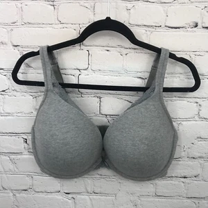 Cacique Bra Womens 36G Balconette Boost Plunge Adjustable Strap Gray - Picture 1 of 13