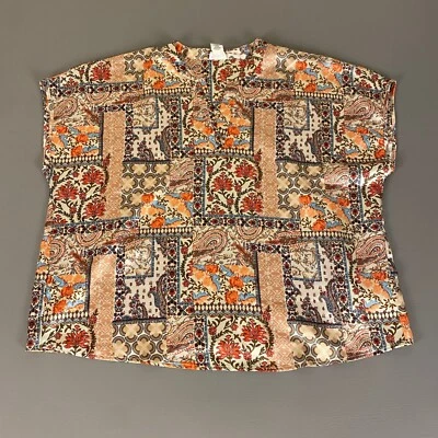 Blusa Nicole Miller Nueva York Floral Paisley Floral Patchwork Top 2X Colorida Foto 1 de 4