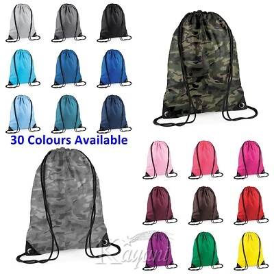 BagBase PREMIUM GYMSAC Waterproof Drawstring Bag Sports School PE Shoes Gym Sack - Image 1 of 4
