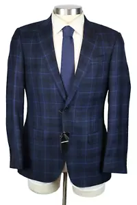 Emporio Armani Blazer 38 R Blue Windowpane Wool G Line Sport Coat Italy $1495 - Picture 1 of 14