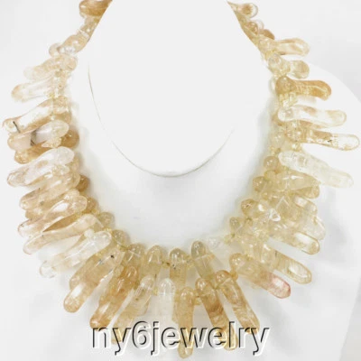 Joyería para mujer cuarzo dorado broche de plata pesado collar grande llamativo 19,5"" Foto 1 de 4